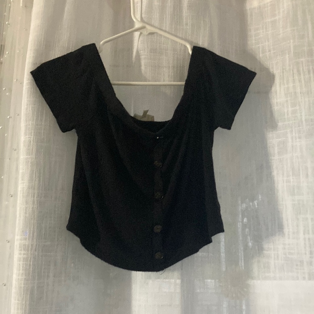 Large black off shoulder crop top
